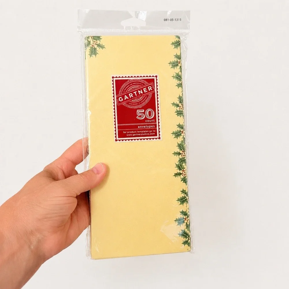 Gartner Studios Holiday Holly Berries Stationery Paper and Envelopes Set Cream
